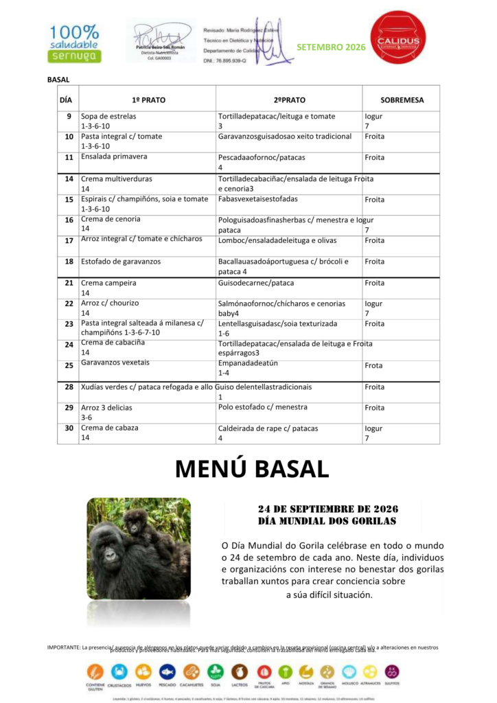 MENÚ COMEDOR