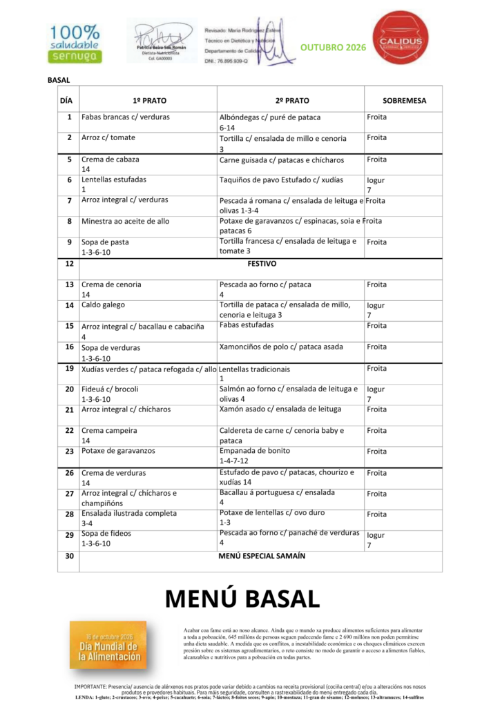MENÚ COMEDOR